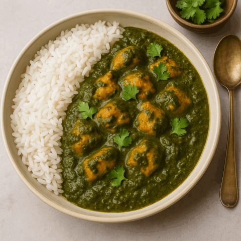 Saag Chicken With rice